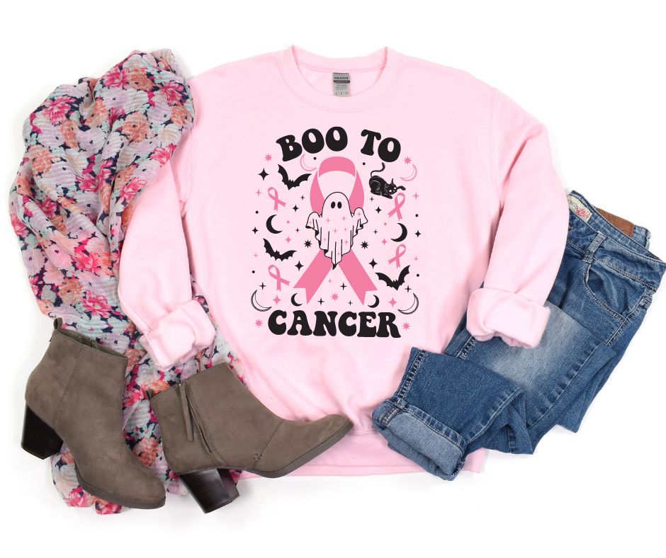 Boo To Cancer Sweatshirt In Pink - RTS