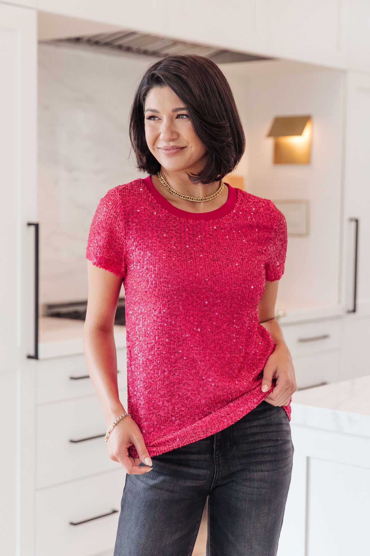 Glimmering Night Sequin Top in Hot Pink - 8/22/2023