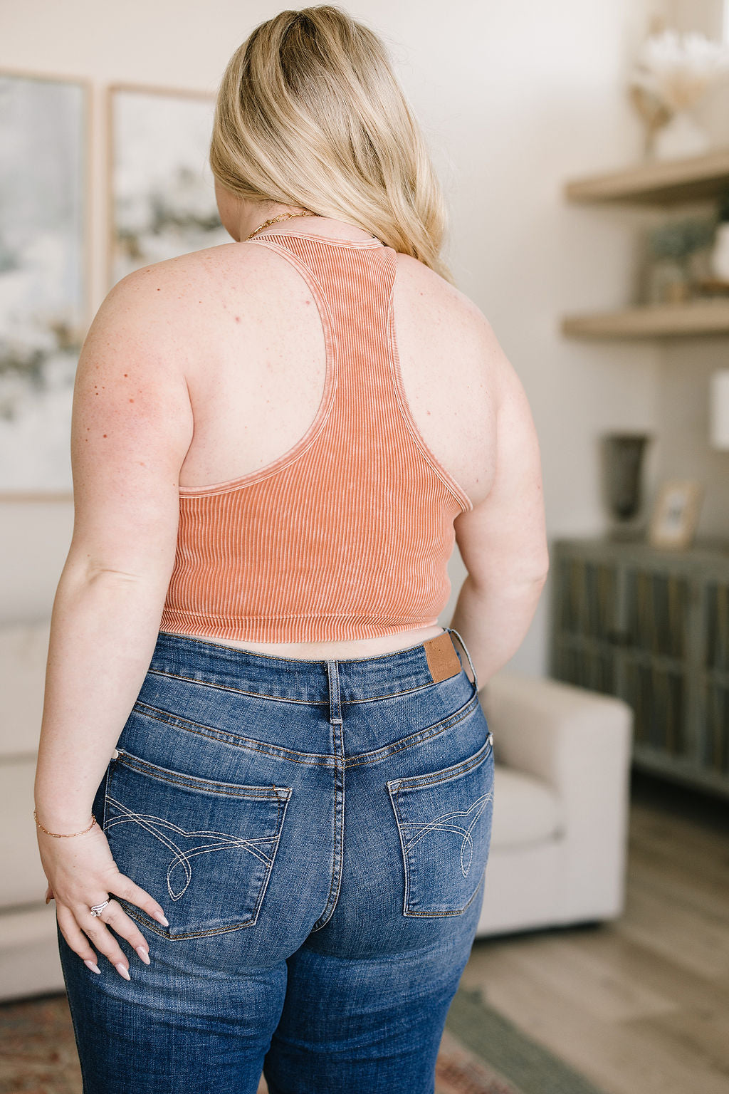 Goals Ribbed Tank Top in Burnt Orange - 6/8/2023