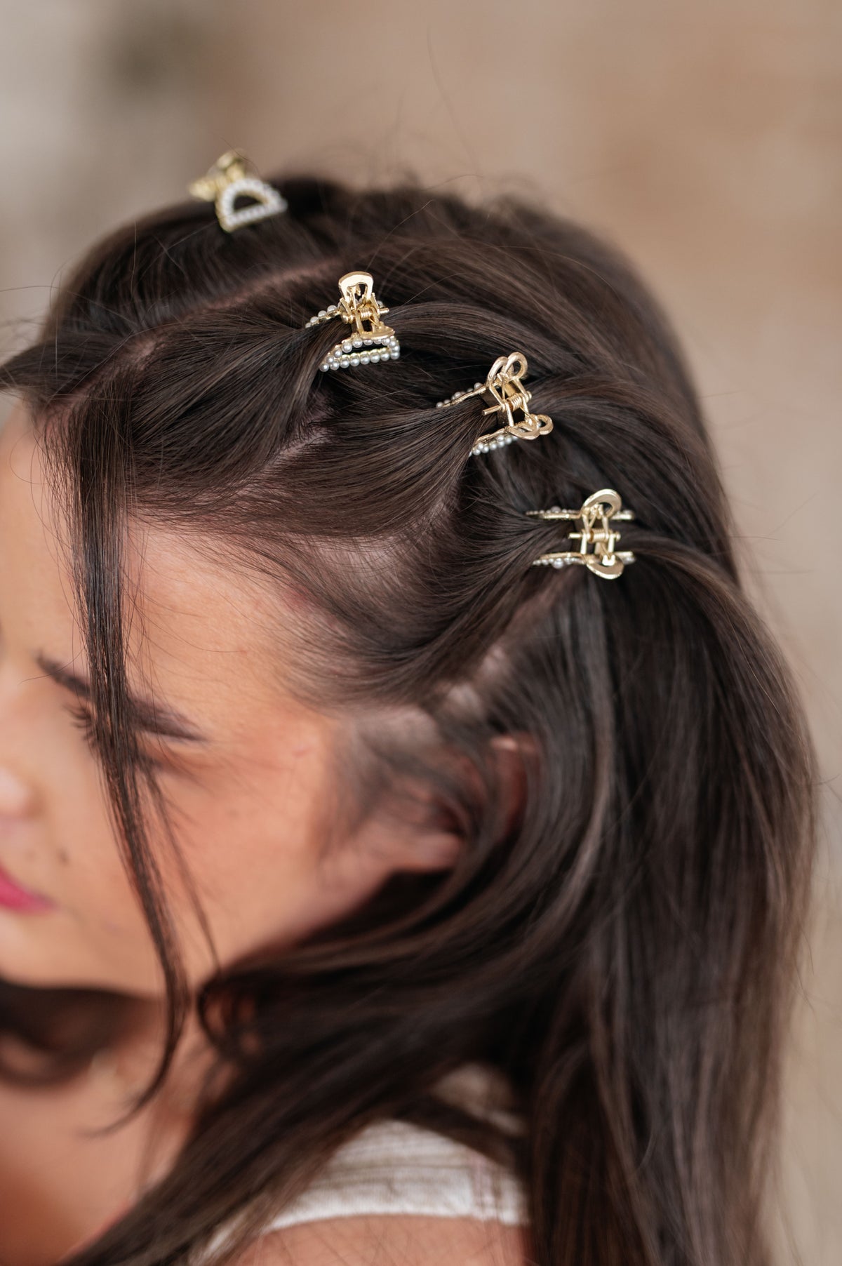Gold & Pearl Mini Hair Clips Set of Three - 2/23/2024