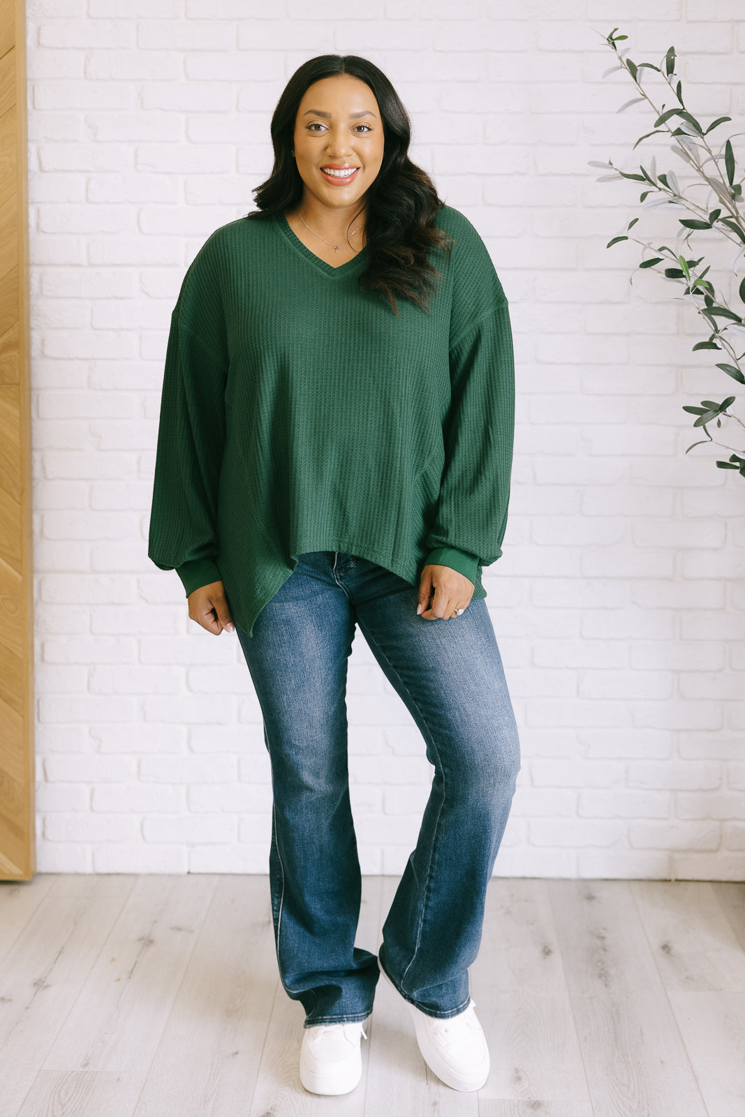 Good Things Are Coming V-Neck Top in Green - 11/29/2024