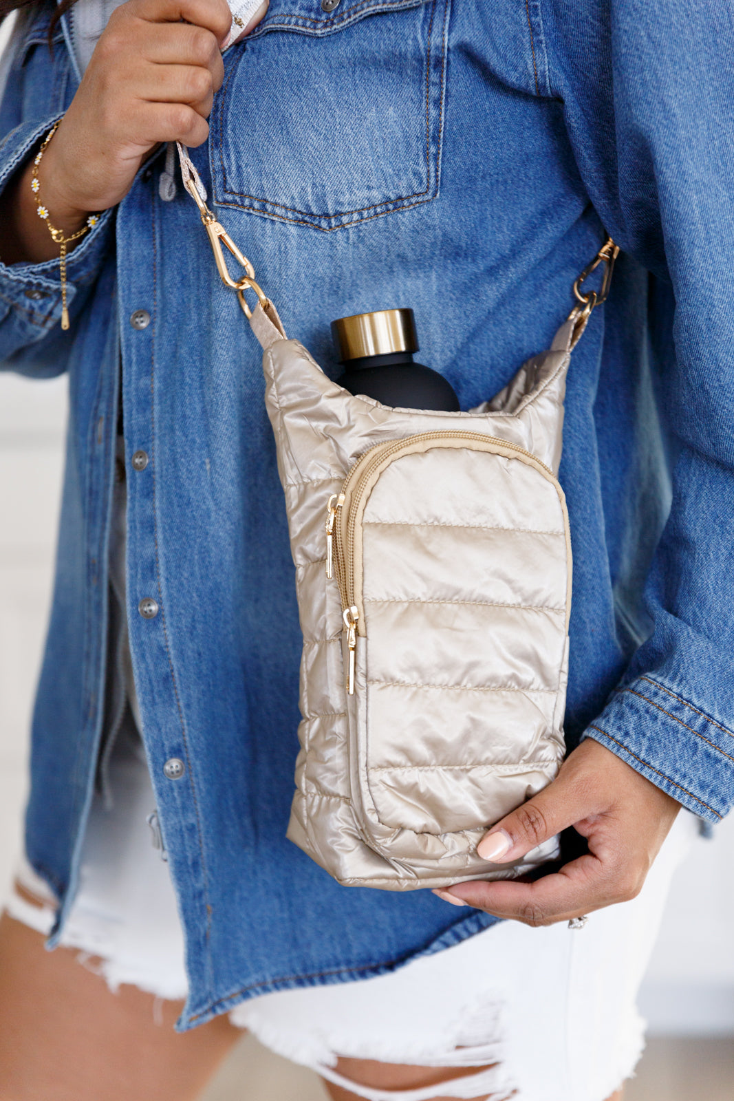 Gotcha Girl Puffer Tumbler Tote in Gold - 10/23/2026