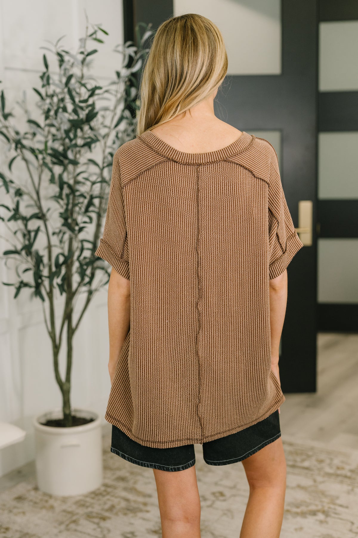 Growing Restless V-Neck Tee in Brown - 4/8/2026