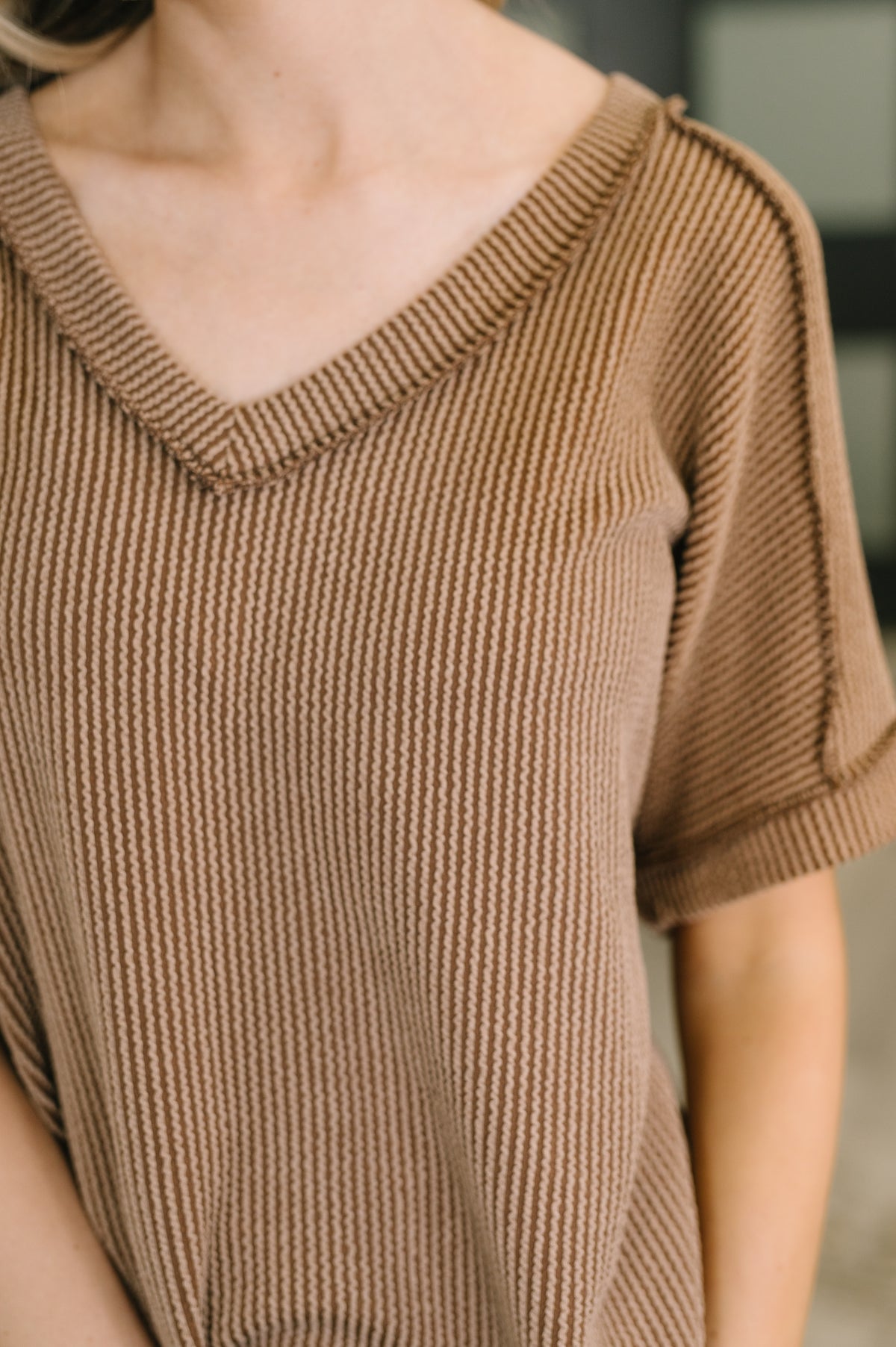 Growing Restless V-Neck Tee in Brown - 4/8/2026