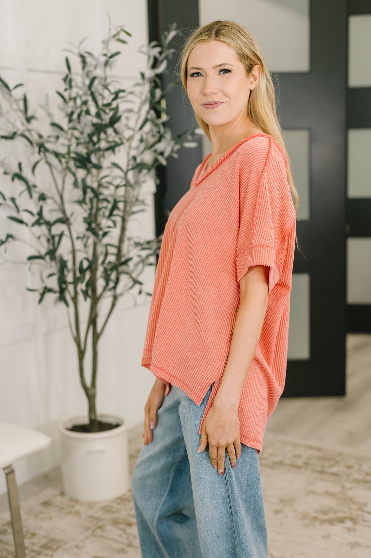 Growing Restless V-Neck Tee in Coral - 4/8/2026