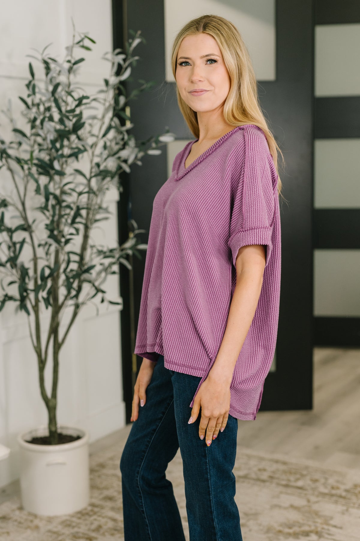 Growing Restless V-Neck Tee in Light Plum - 4/8/2026