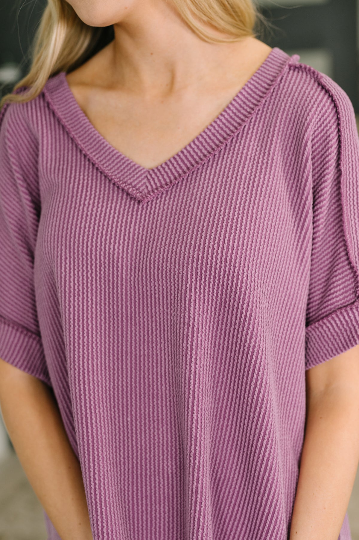 Growing Restless V-Neck Tee in Light Plum - 4/8/2026