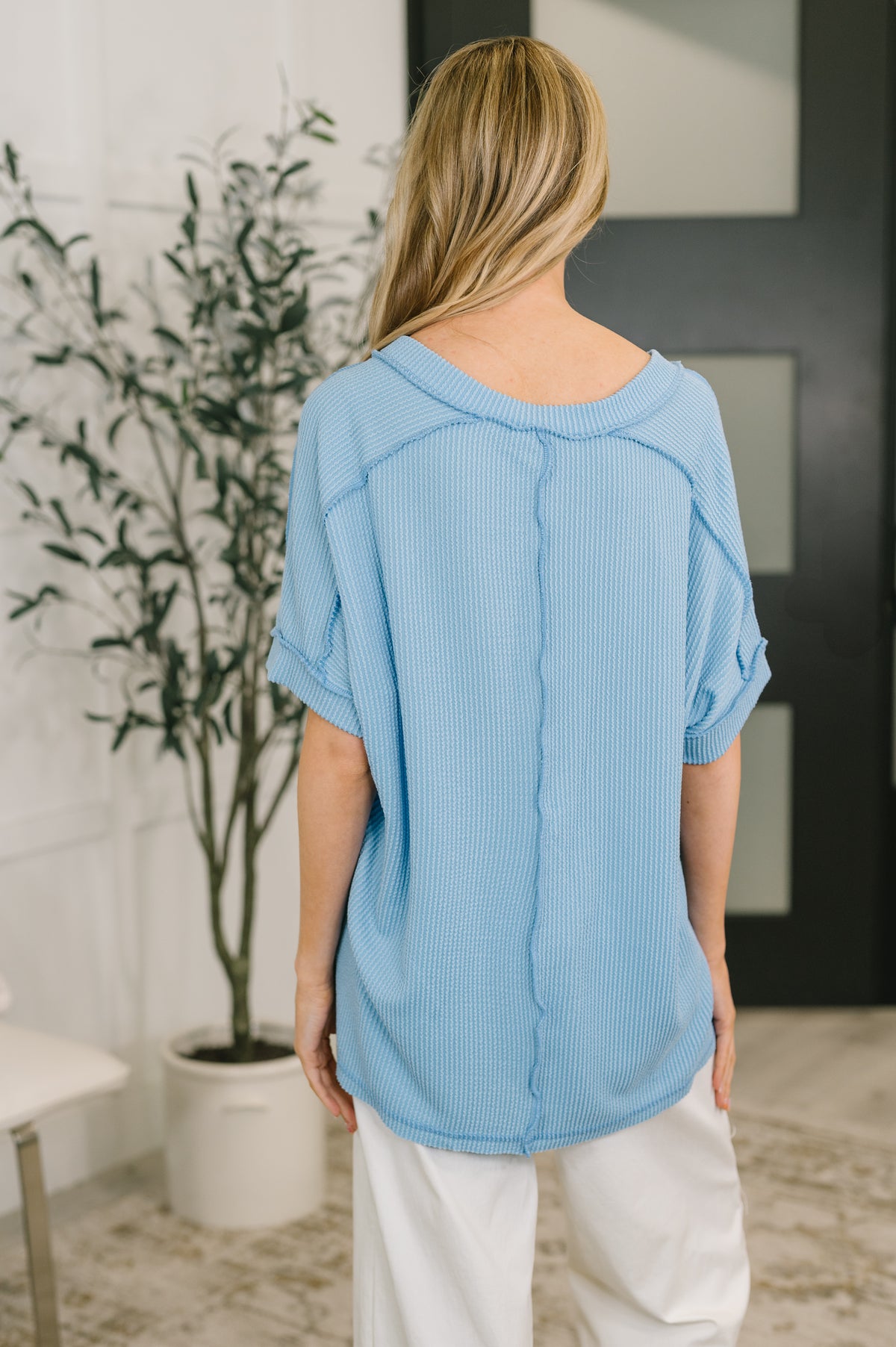 Growing Restless V-Neck Tee in Spring Blue - 4/8/2026