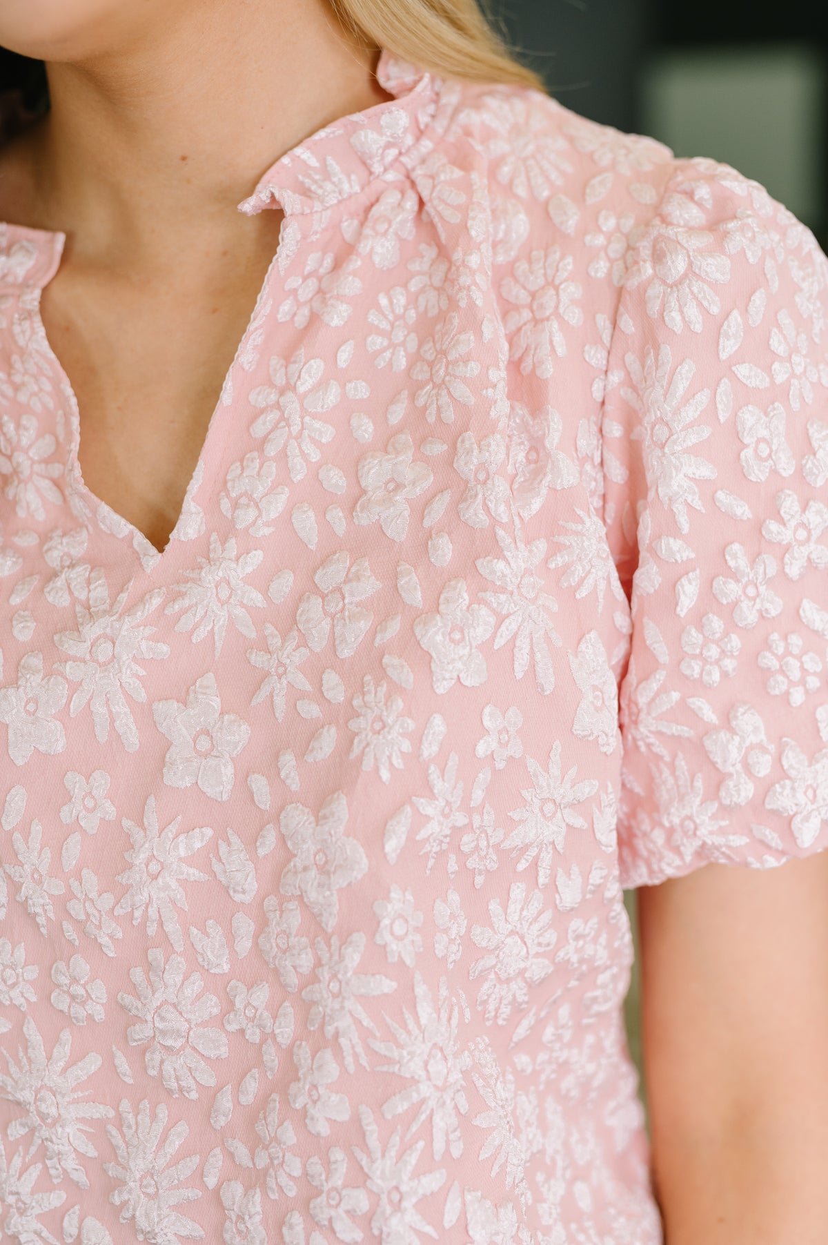 Growing Together Notch Neck Puff Sleeve Top - 8/7/2026