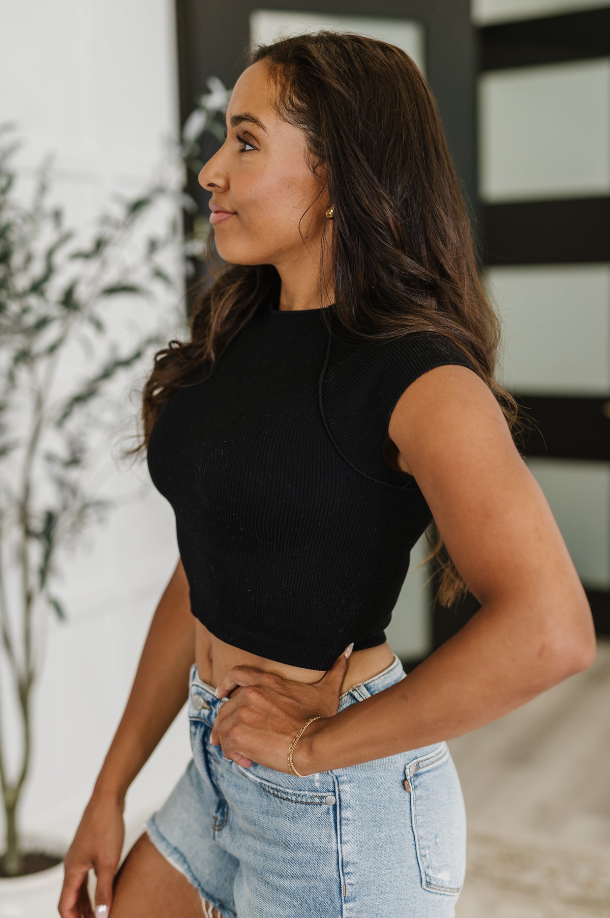 Halfway to Heaven Cropped Top in Black - 7/2/2025