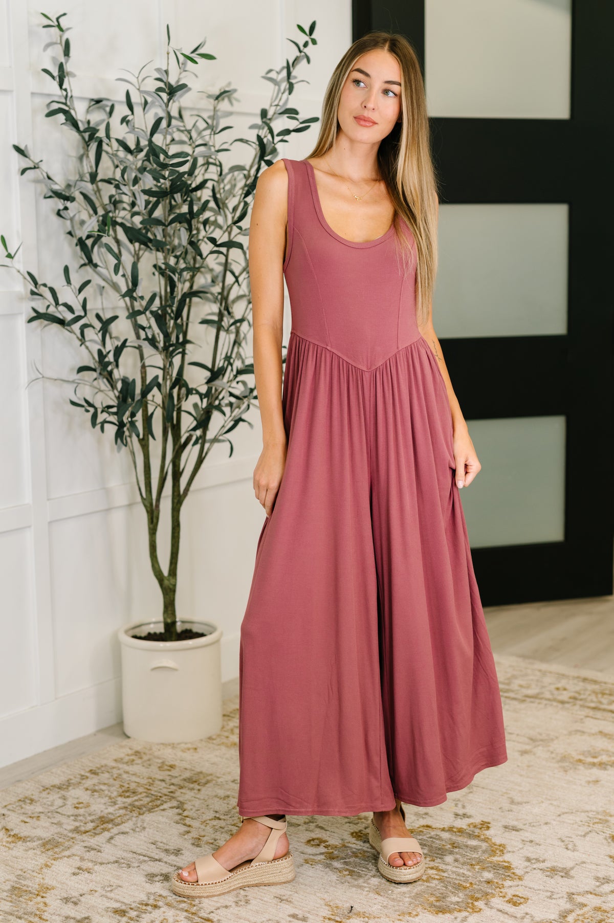 Head to Toe Whoa Gathered Wide Leg Jumpsuit in Mauve - 7/29/2025 NEW