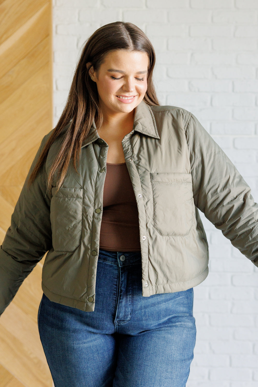 Hear Me Out Lightweight Puffer Jacket in Olive - 10/16/2025