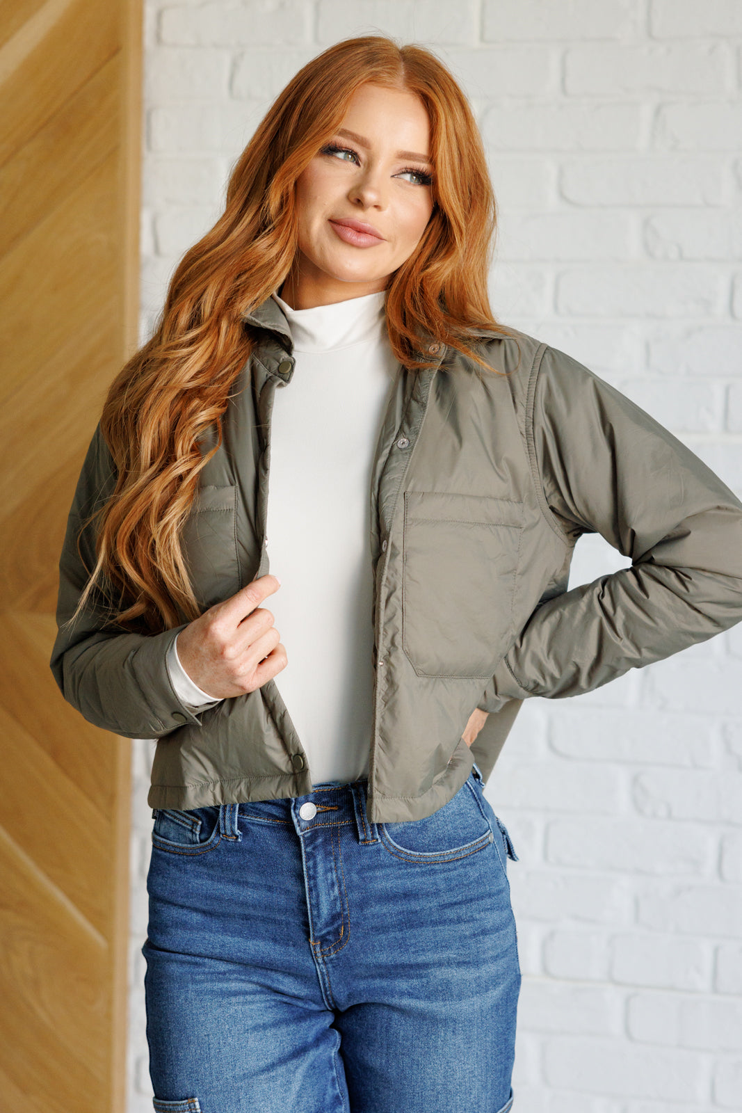 Hear Me Out Lightweight Puffer Jacket in Olive - 10/16/2025