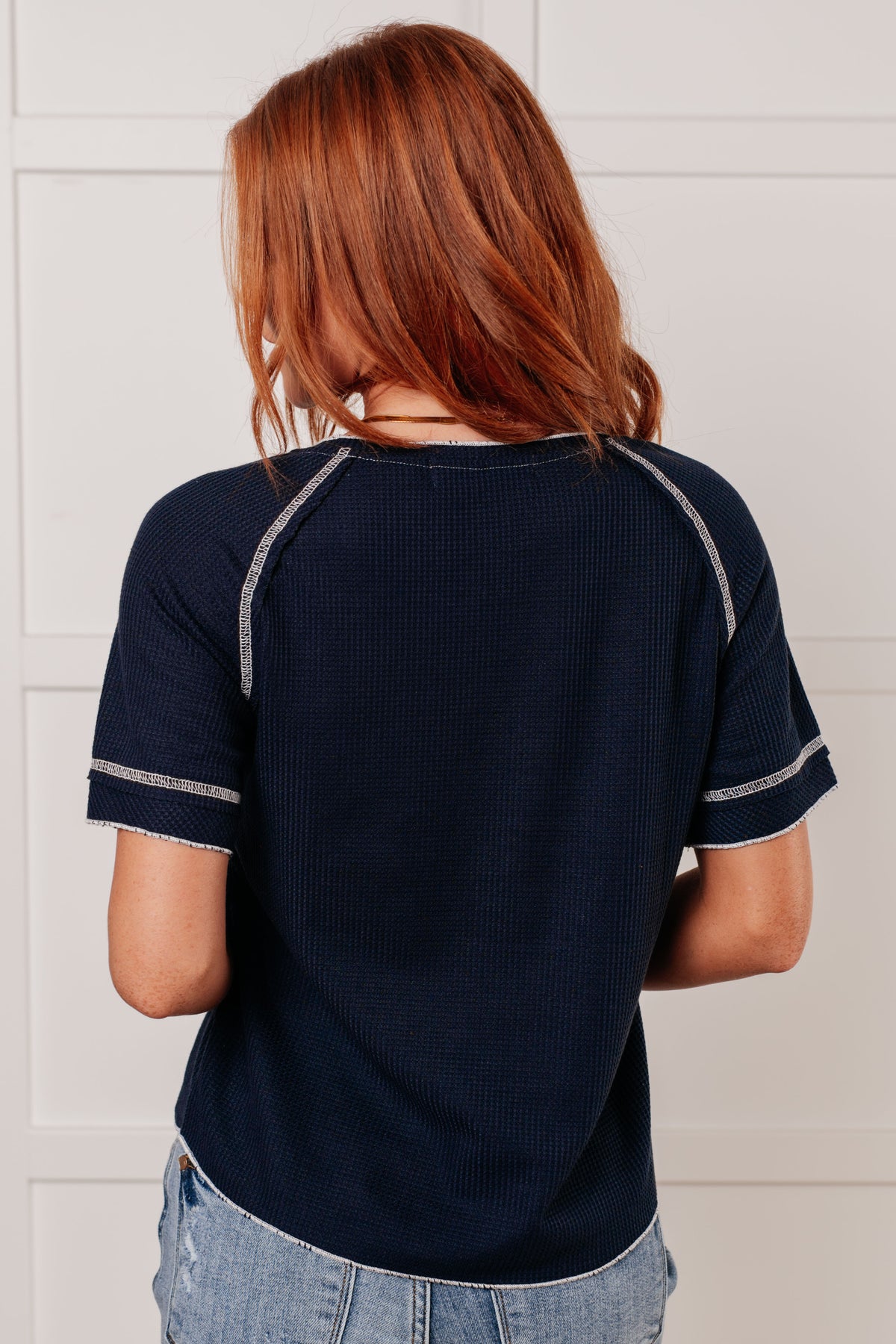 Heartbreaker Waffle Knit Tee in Blue - 11/6/2024