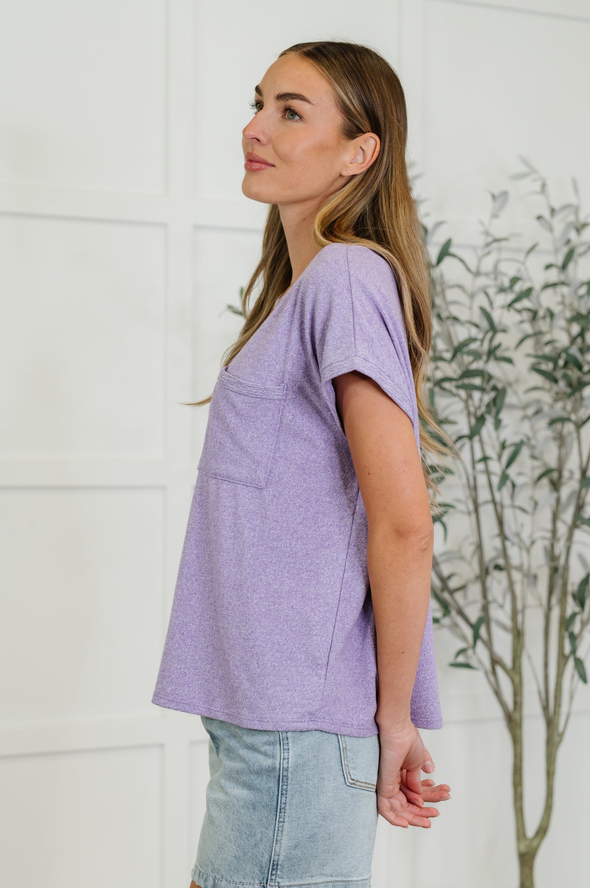 Heathered Harmony Basic Tee in Lavender - 5/14/2025