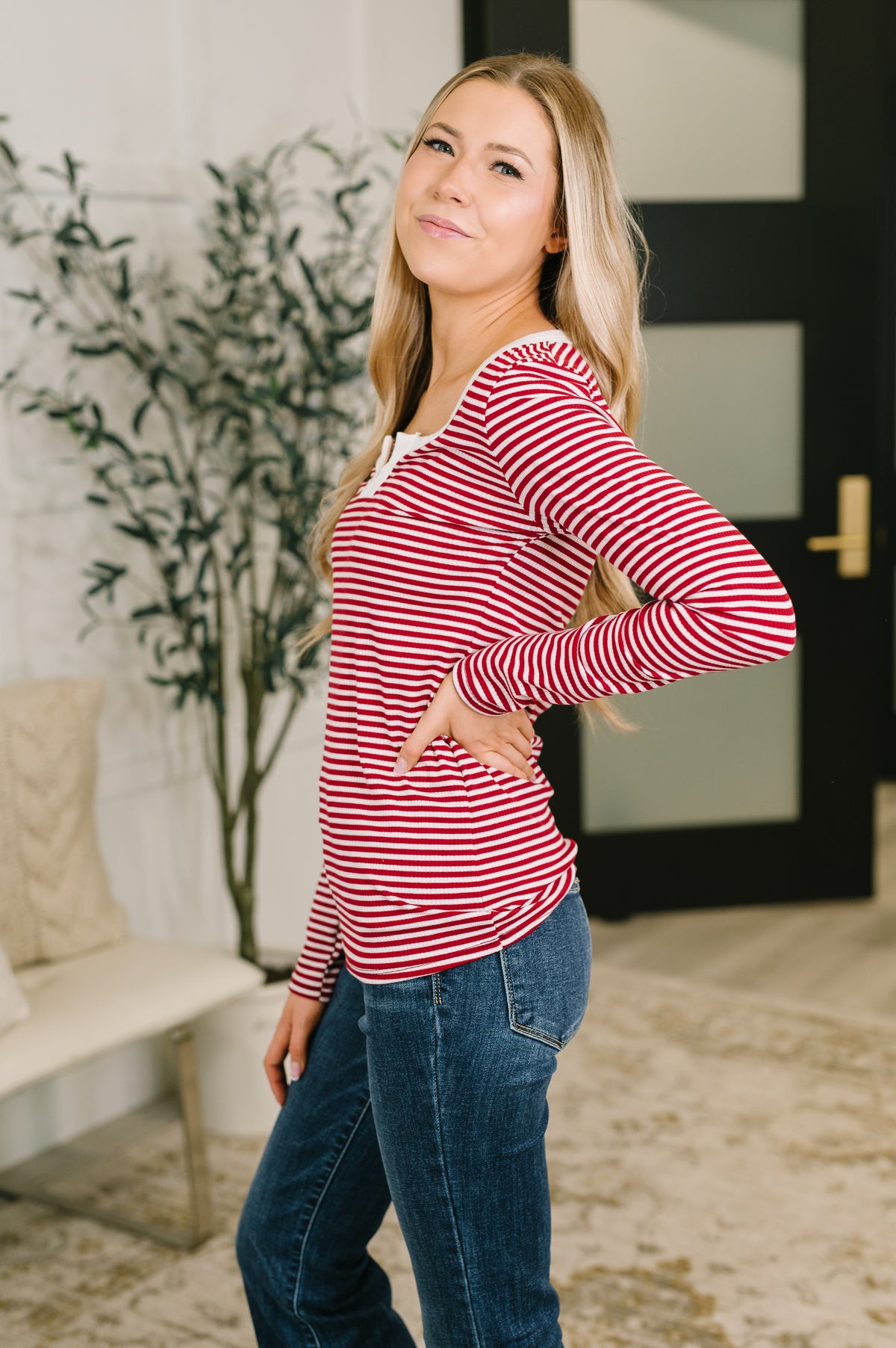 Here, There, Everywhere Split Neck Top in Burgundy - 9/29/2026