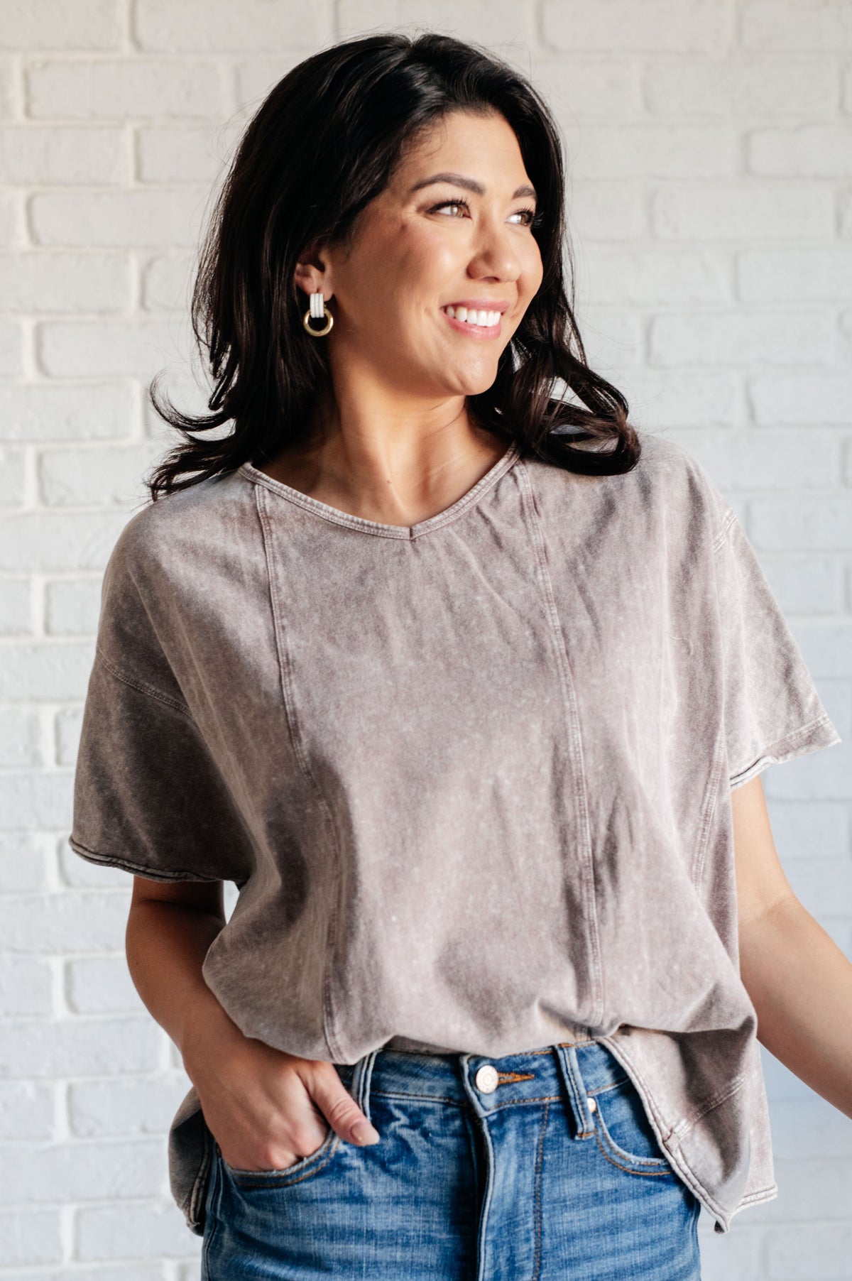 Here for the Vibes Mineral Wash Spliced Tee - 6/19/2025