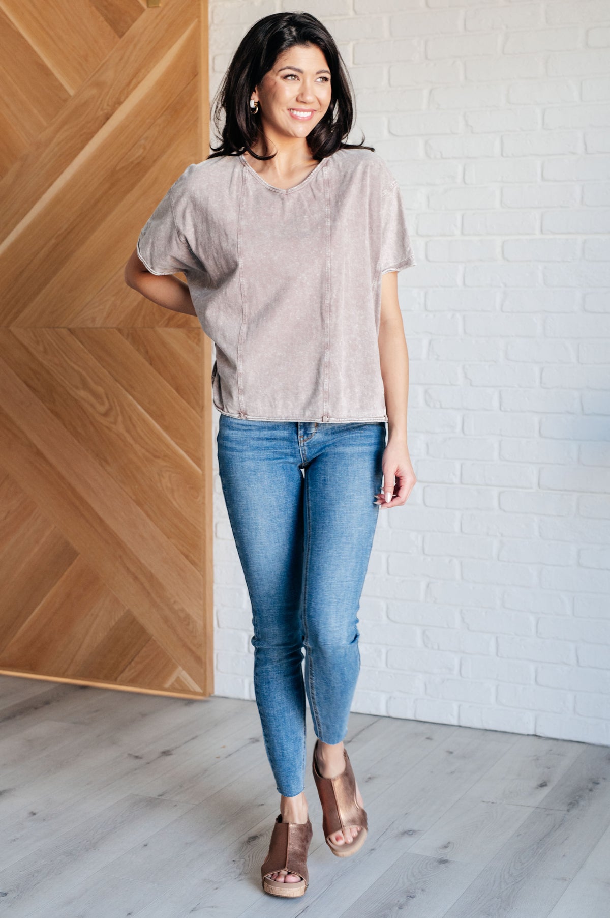 Here for the Vibes Mineral Wash Spliced Tee - 6/19/2025