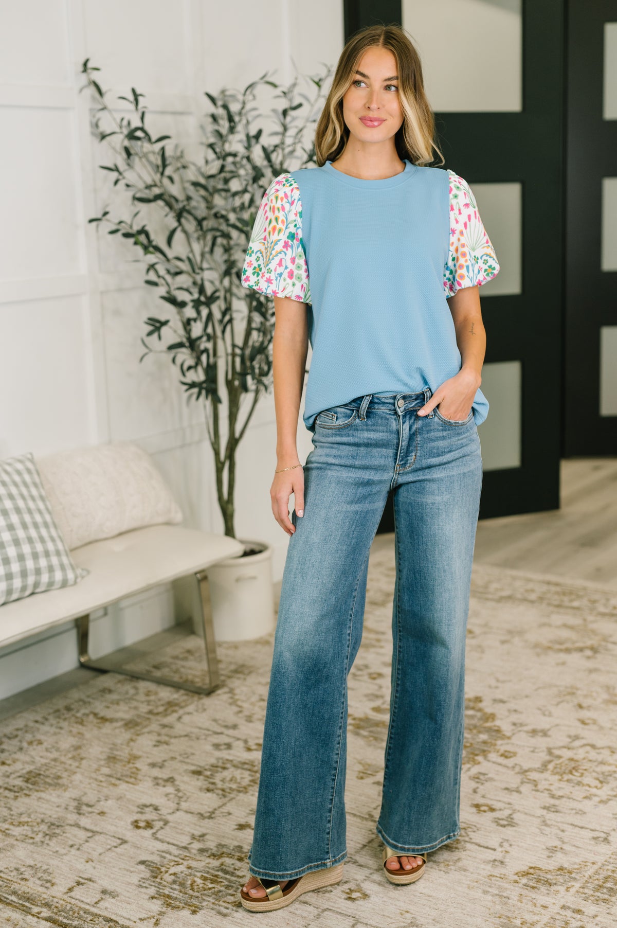 High Expectations Contrast Puff Sleeve Blouse - 6/12/2026