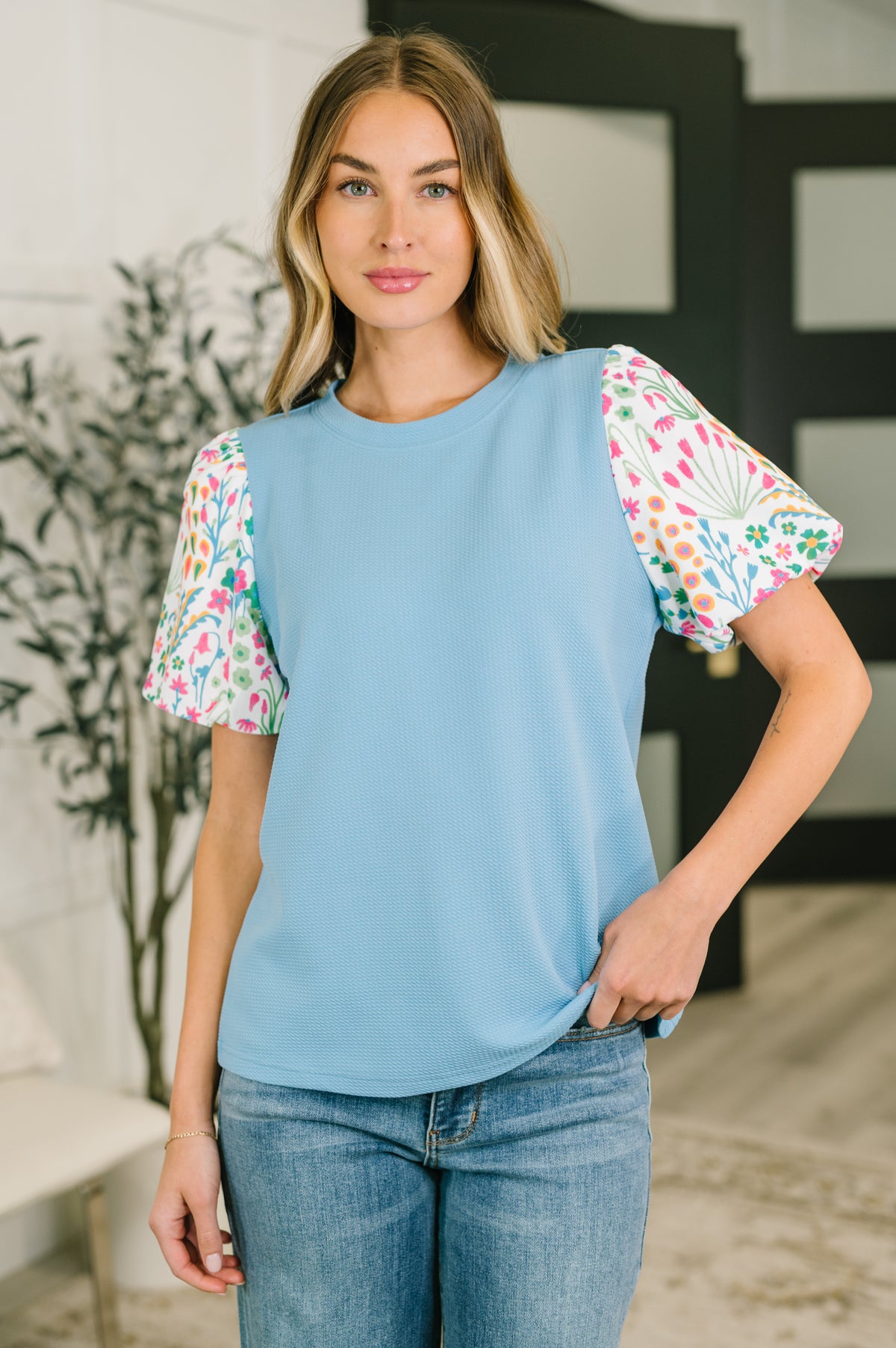 High Expectations Contrast Puff Sleeve Blouse - 6/12/2026