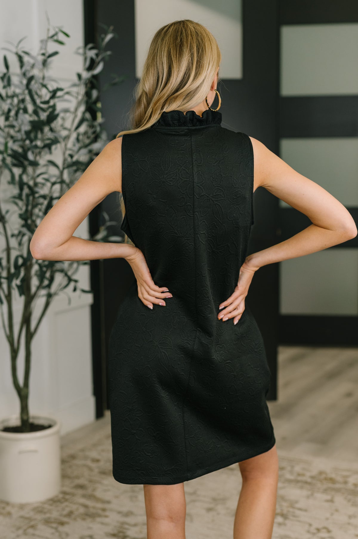 High Tide High Neck Embossed Sleeveless Dress in Black - 3/31/2026