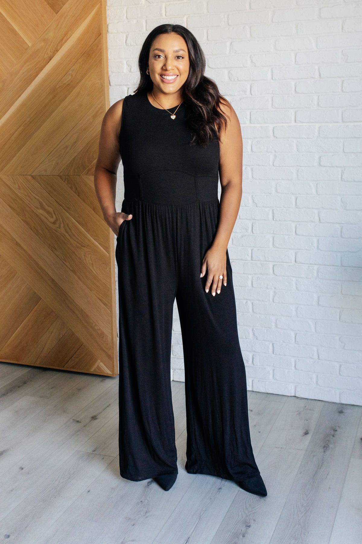 Hilary Wide Leg Jumpsuit in Black - 10/15/2024