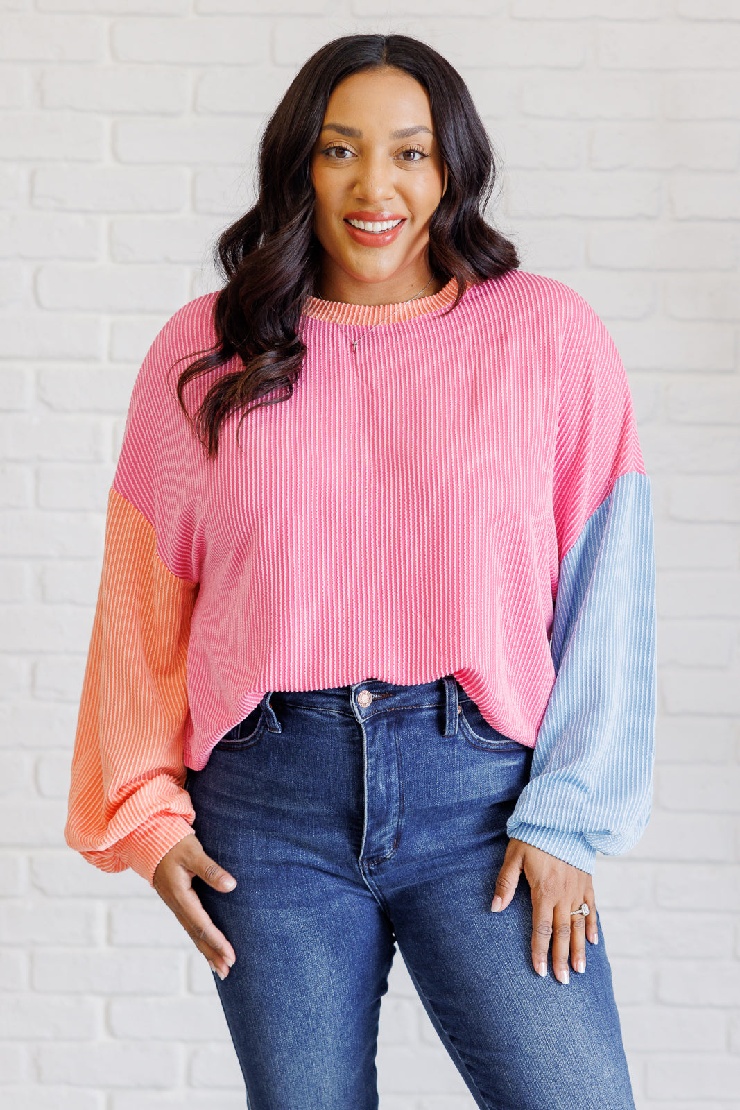 Hit Me With Your Best Shot Colorblock Top in Bright Pink - 11/29/2024