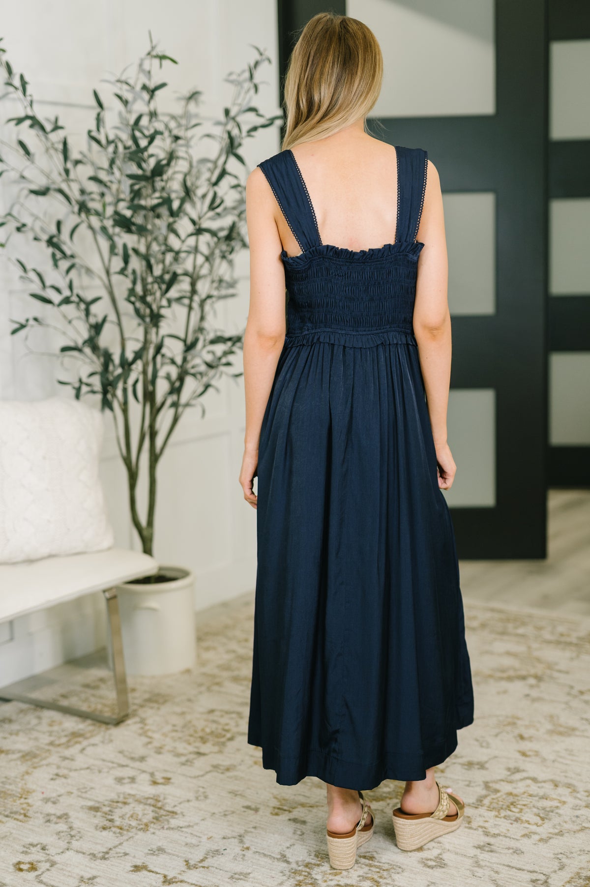 Hold Me Down Midi Dress in Navy - 2/10/2026