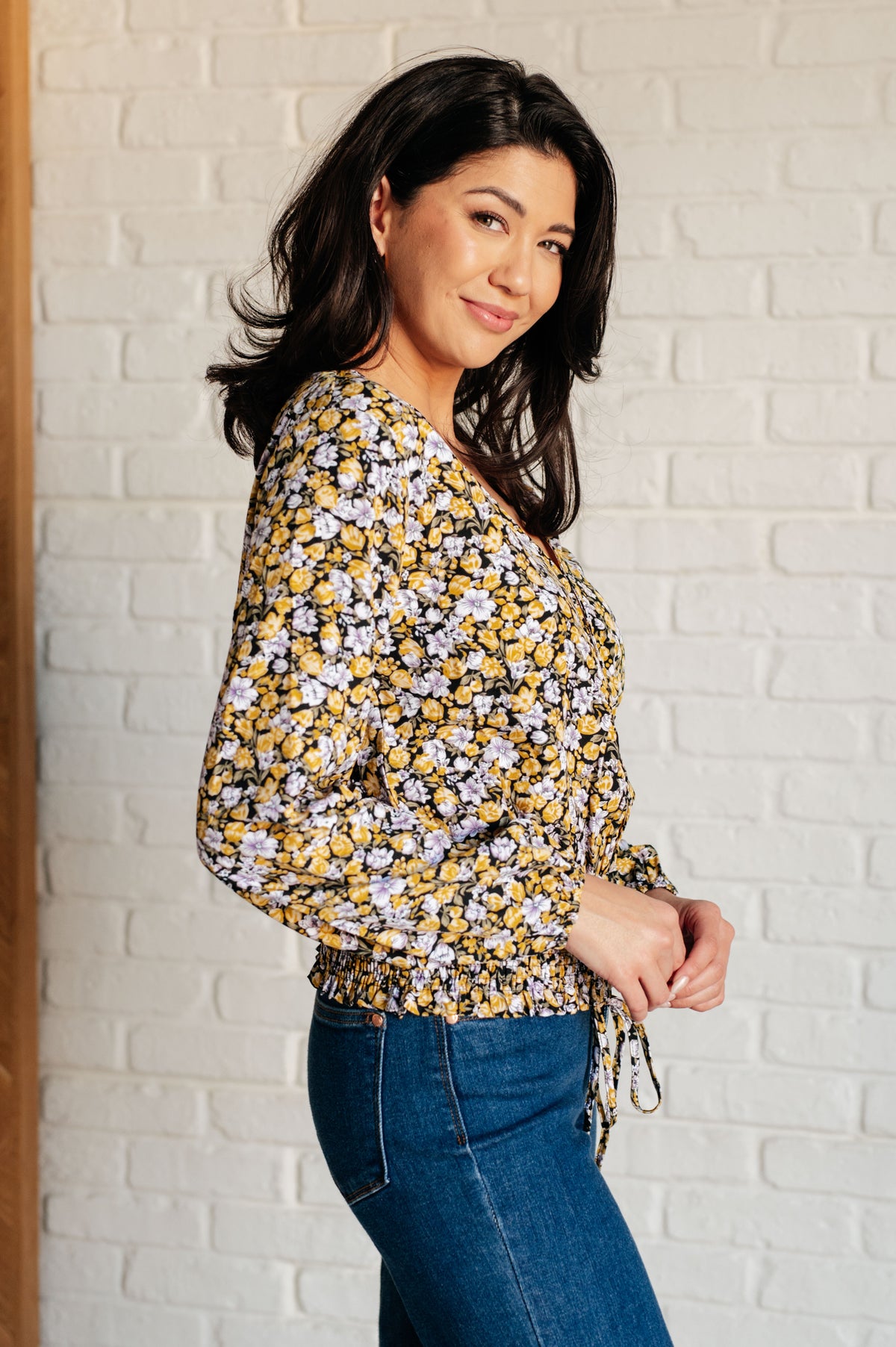 Honey Honey Floral Smocked Blouse in Black - 1/12/2026