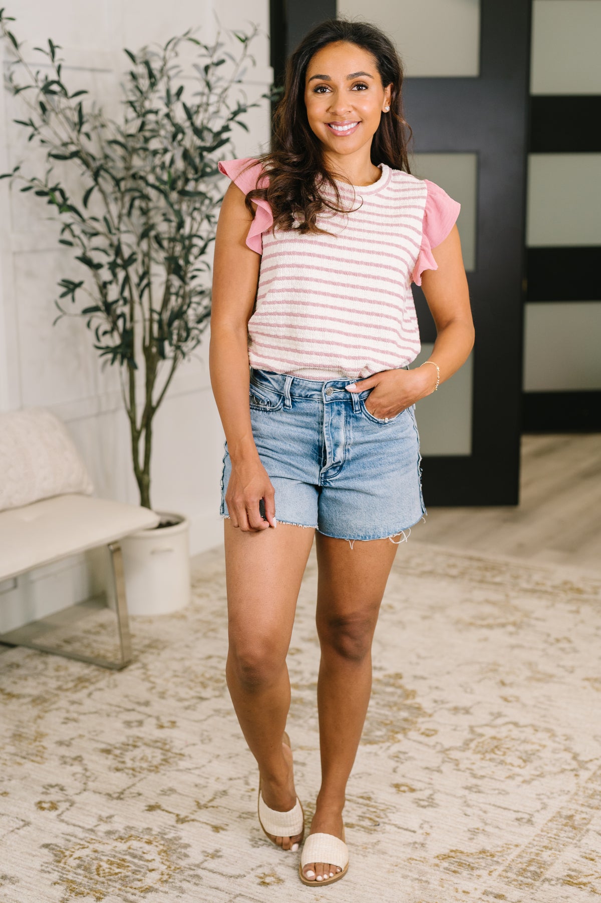 How Do You Do Flutter Sleeve Top in Rose - 7/21/2026