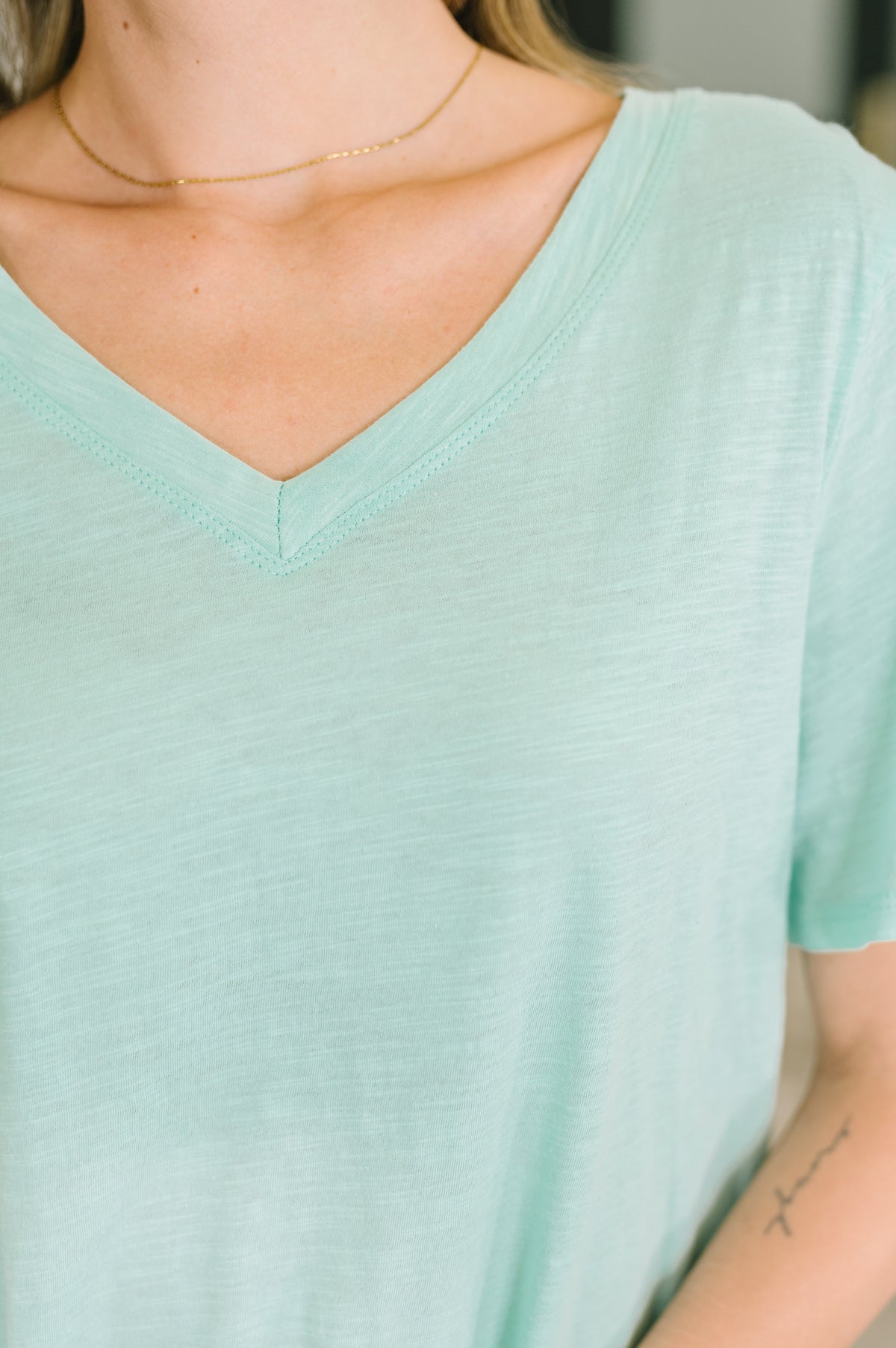 I Don't Have to Choose V-Neck Tee in Mint - 7/10/2026