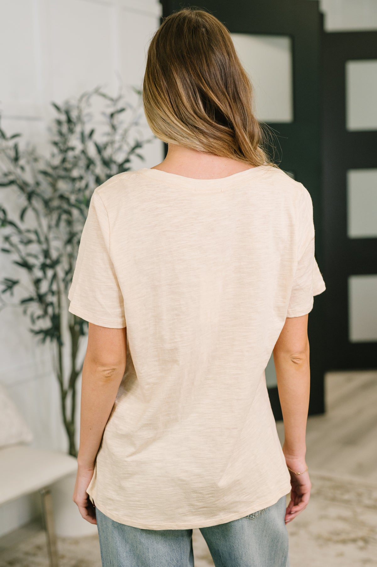 I Don't Have to Choose V-Neck Tee in Oatmeal - 6/11/2026