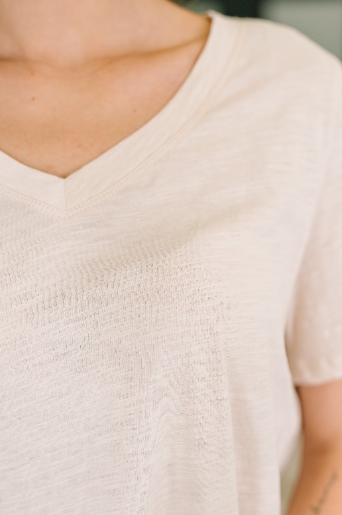 I Don't Have to Choose V-Neck Tee in Oatmeal - 6/11/2026