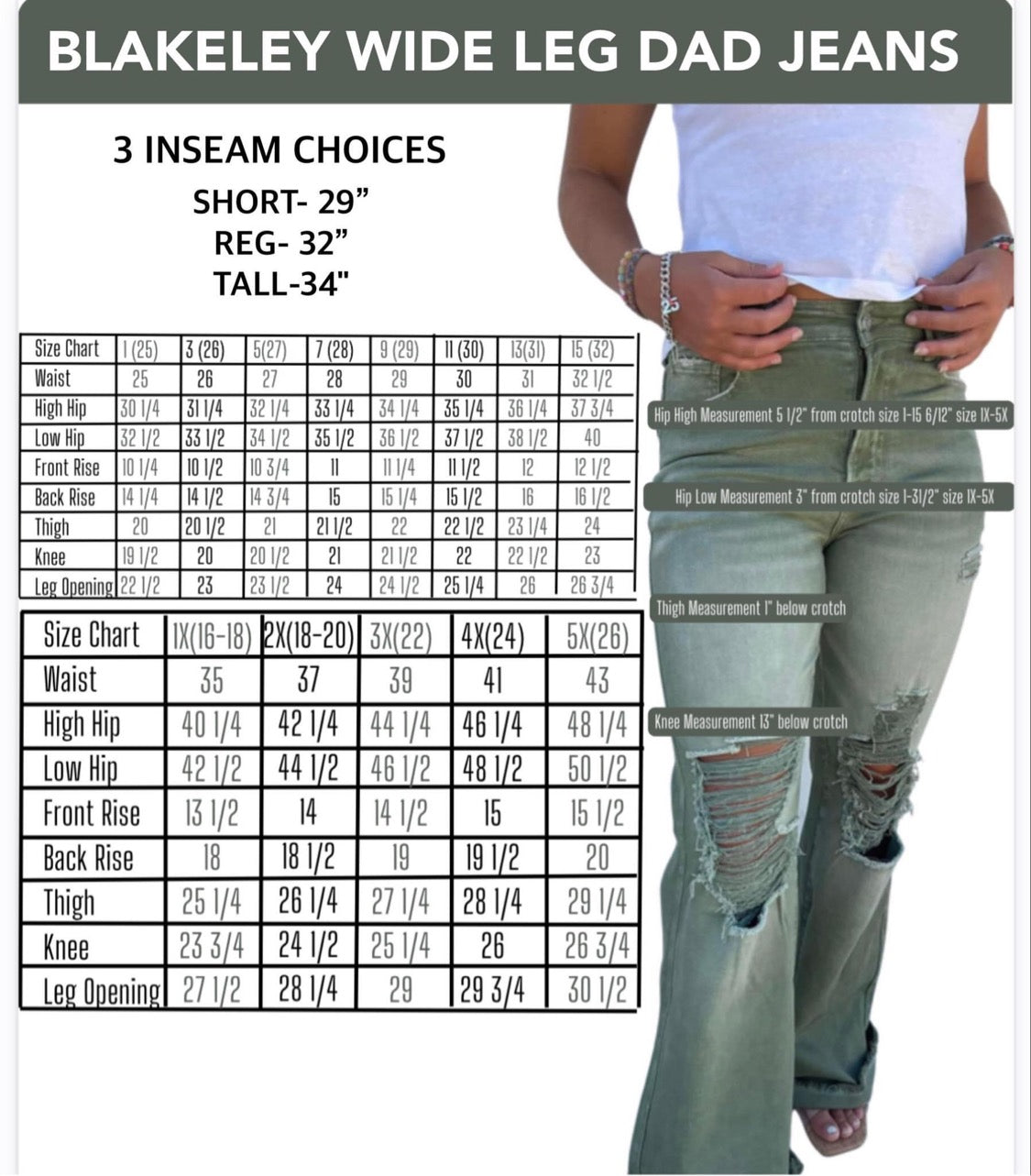 PREORDER: Blakeley Distressed Jeans In Olive and Camel Regular Inseam