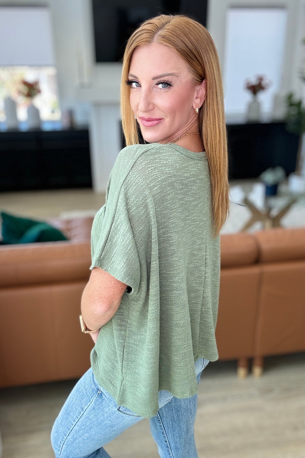 Let Light be Light Drop Shoulder Oversized Tee in Light Olive - 8/28/2024