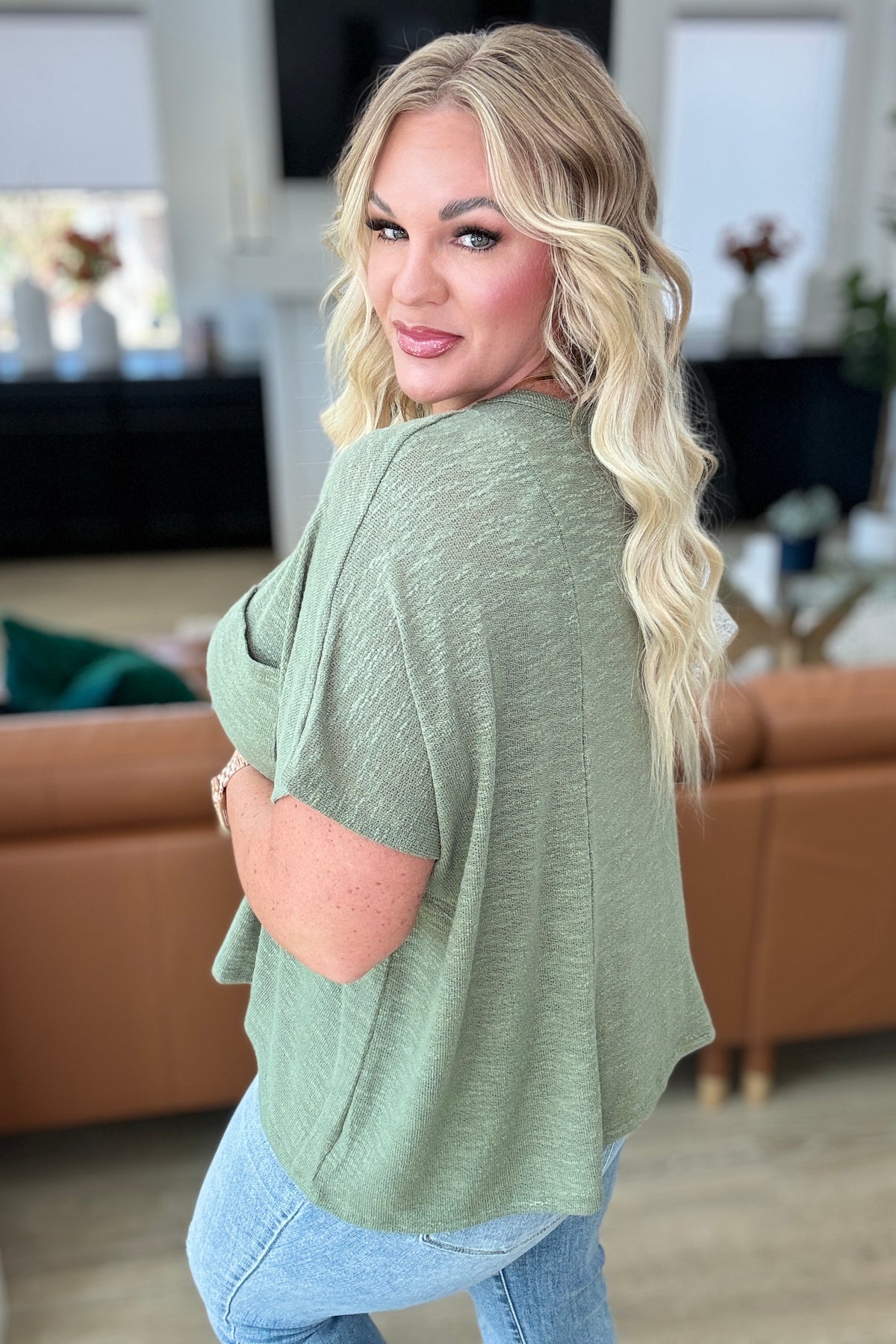 Let Light be Light Drop Shoulder Oversized Tee in Light Olive - 8/28/2024