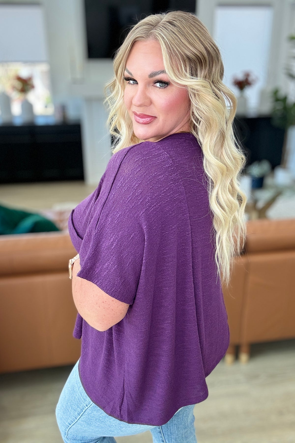 Let Light be Light Drop Shoulder Oversized Tee in Dark Plum - 8/28/2024