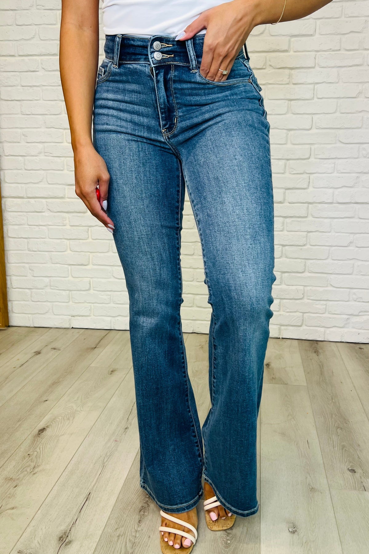 Ariana High Rise Double Button Waistband Flare Jeans - 2/26/2025