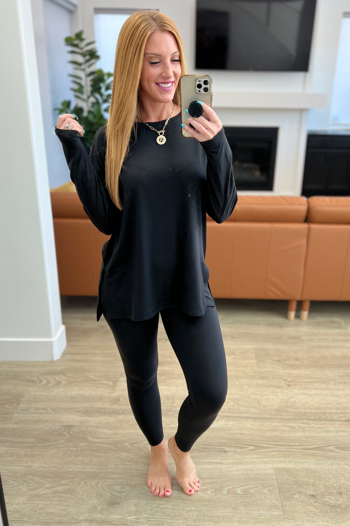 Buttery Soft Long Sleeve Loungewear Set in Black - 9/20/2023