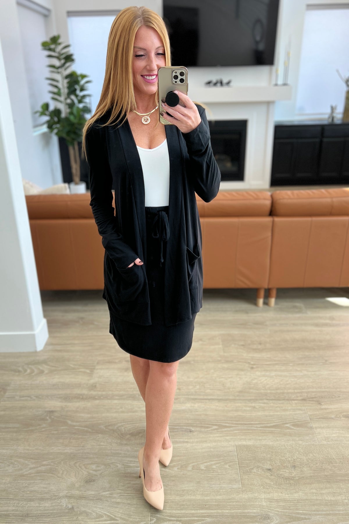 Slouchy Pocket Open Cardigan in Black - 9/27/2023