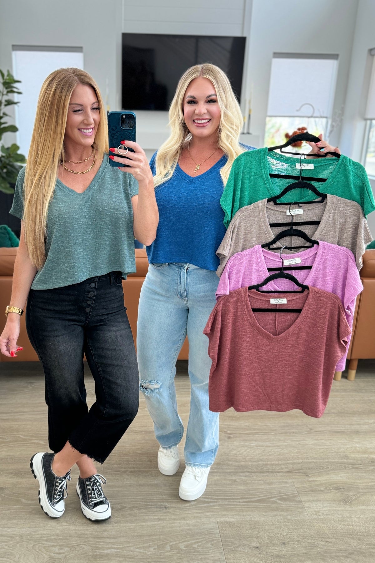 Classic Comfort V-Neck Top in Kelly Green - 6/19/2024