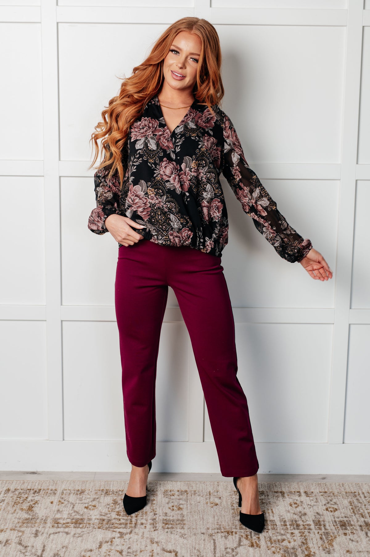 I Wish We Had it All Surplice Floral Blouse - 12/10/2024