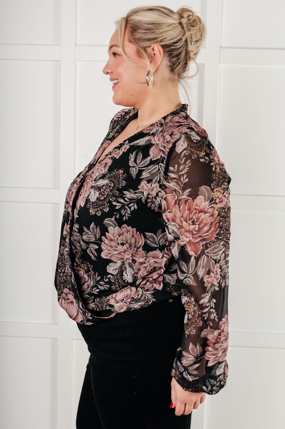 I Wish We Had it All Surplice Floral Blouse - 12/10/2024