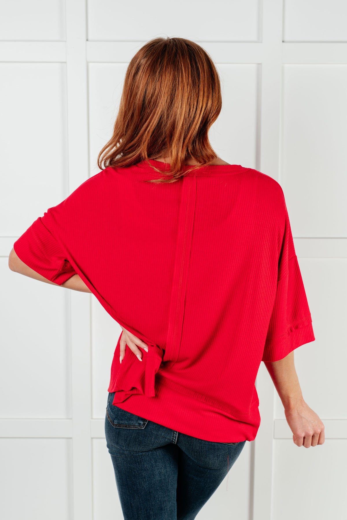 I'll Never Forget Ribbed Dolman Sleeve Top in Red - 1/14/2025