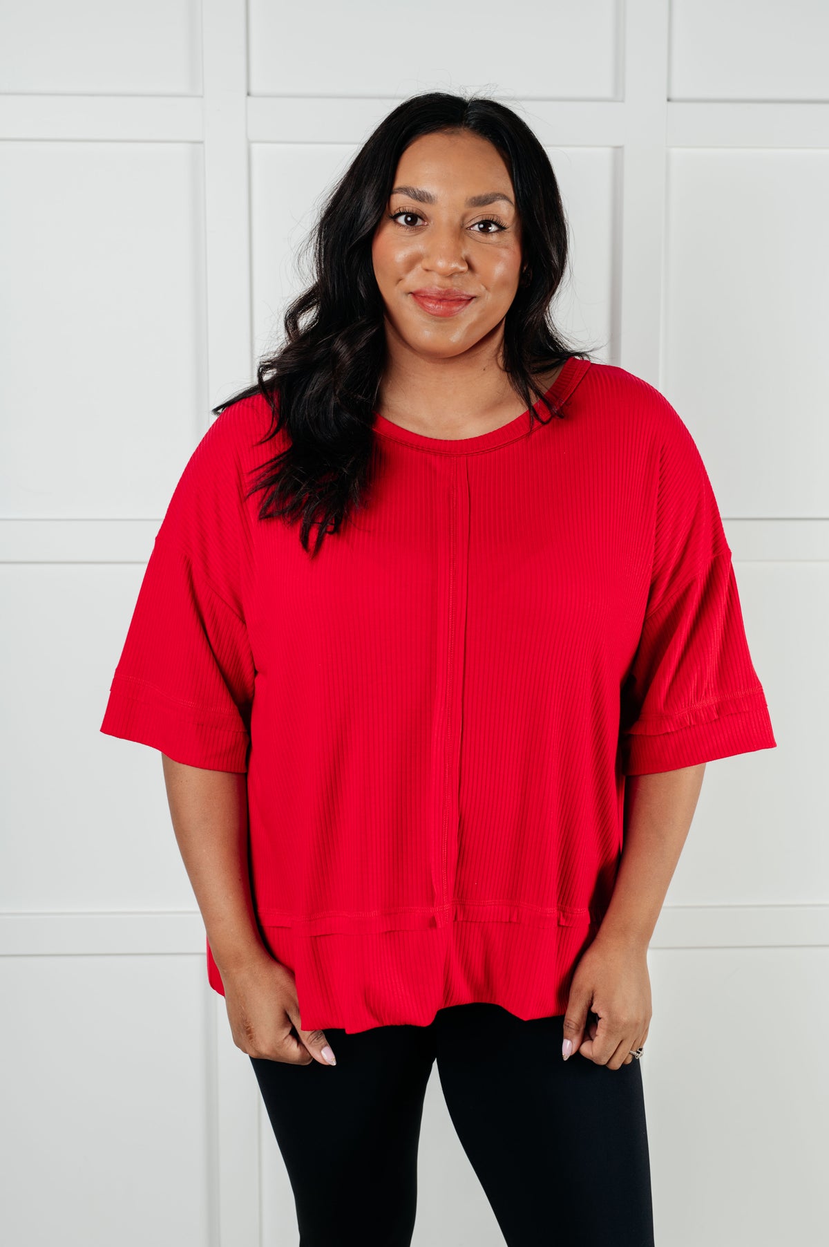 I'll Never Forget Ribbed Dolman Sleeve Top in Red - 1/14/2025