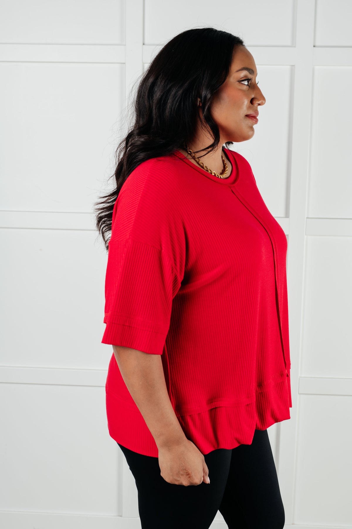 I'll Never Forget Ribbed Dolman Sleeve Top in Red - 1/14/2025