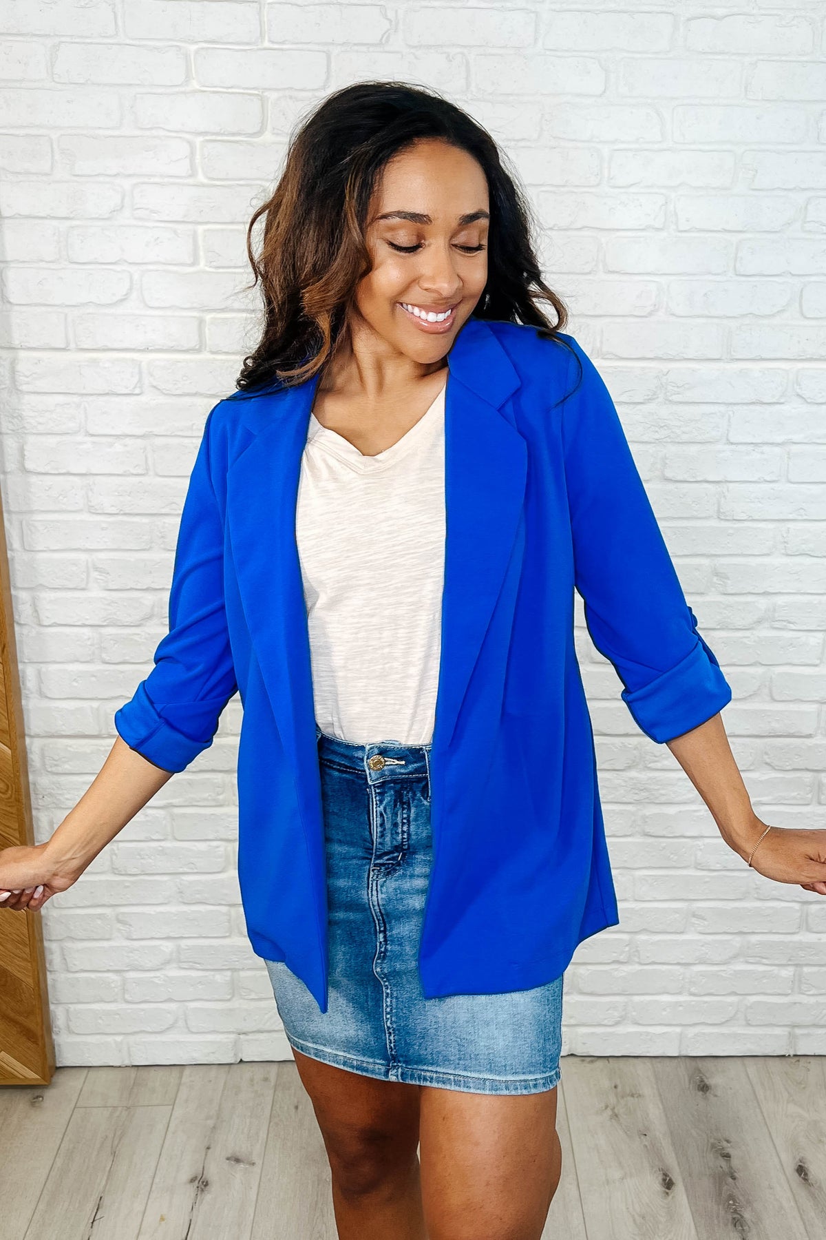 I'm Really That Gal Open Front Blazer in Royal Blue - 3/21/2025