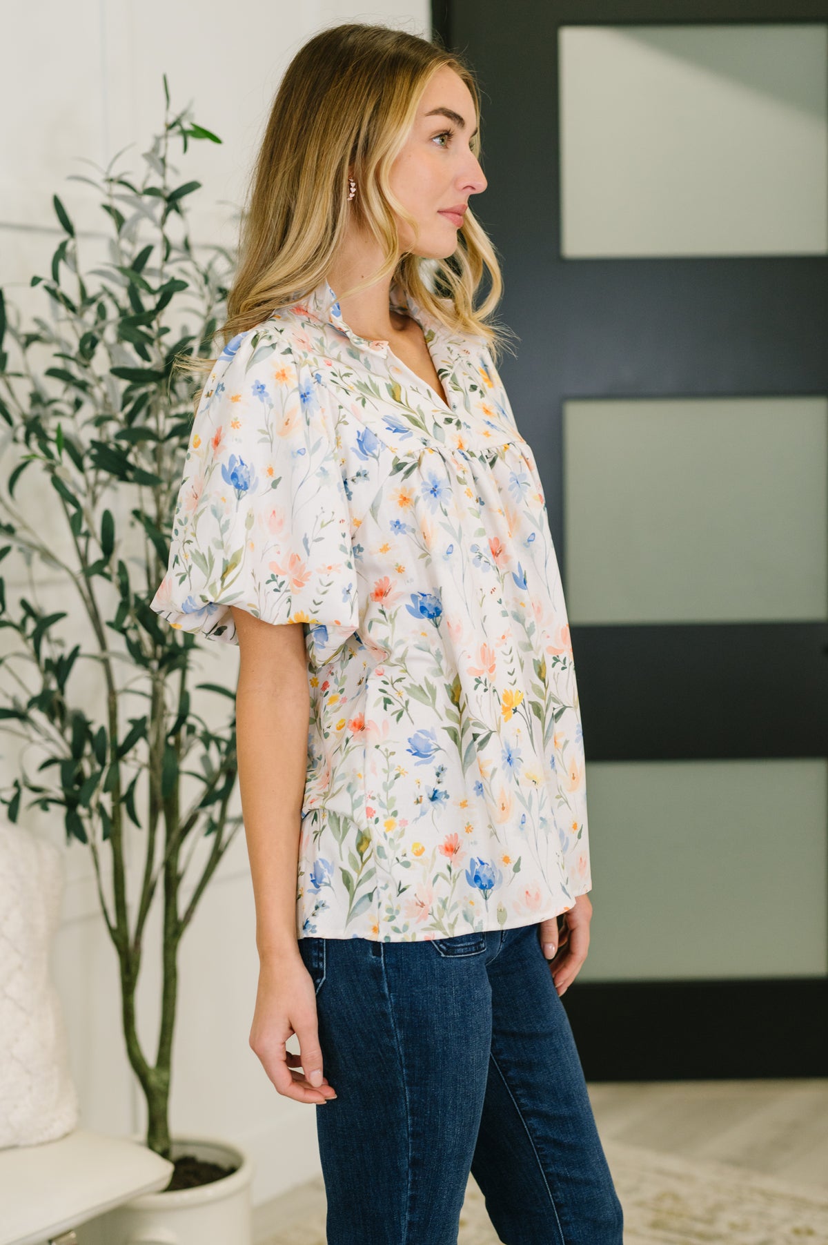 In All This Time Notch Neck Floral Blouse - 1/23/2026
