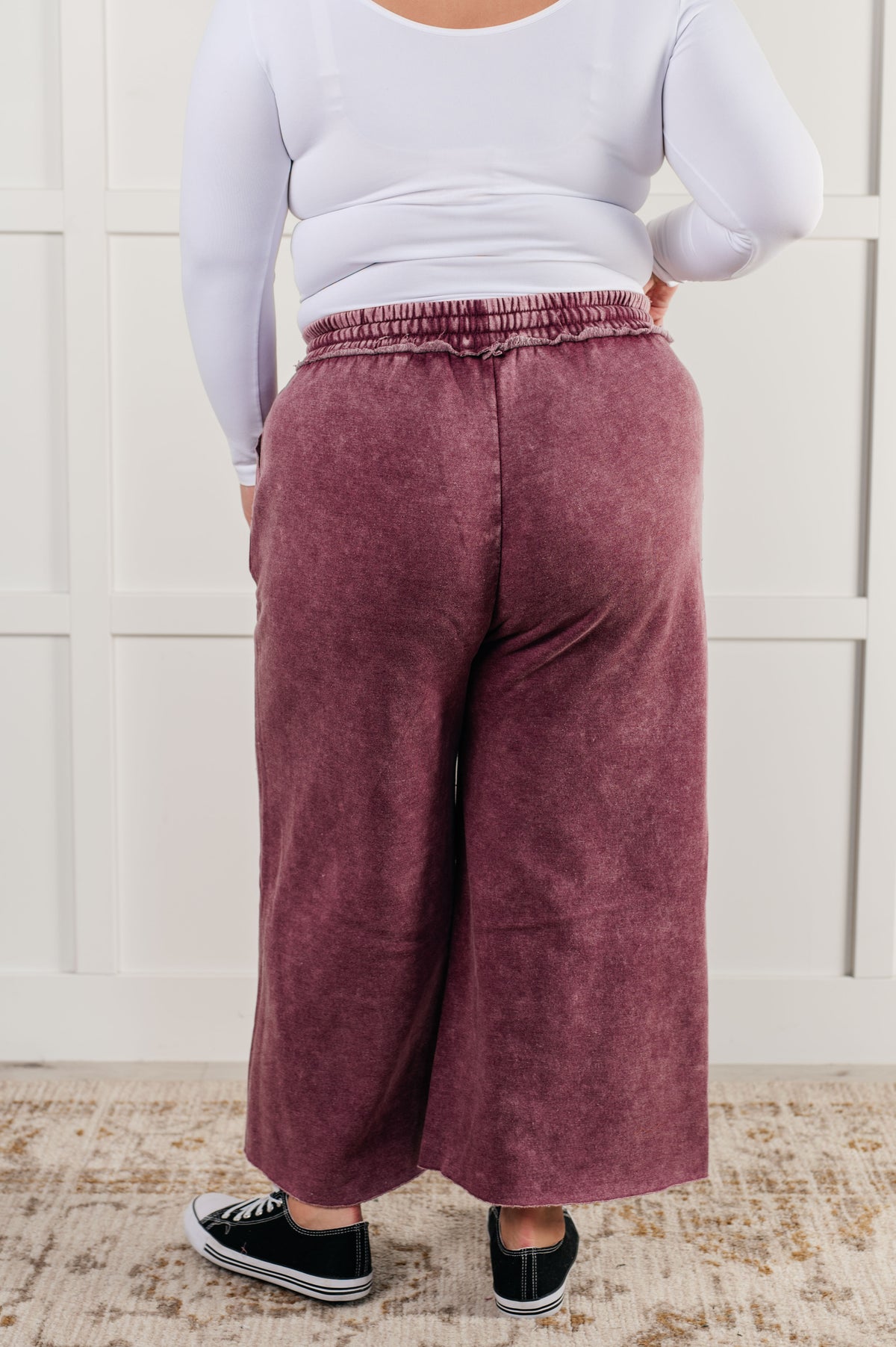 In or Out Wide Leg Cropped Pants in Eggplant - 12/18/2024