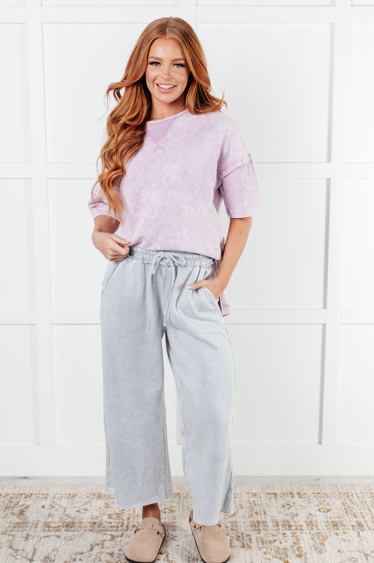 In or Out Wide Leg Cropped Pants in Light Grey - 12/18/2024